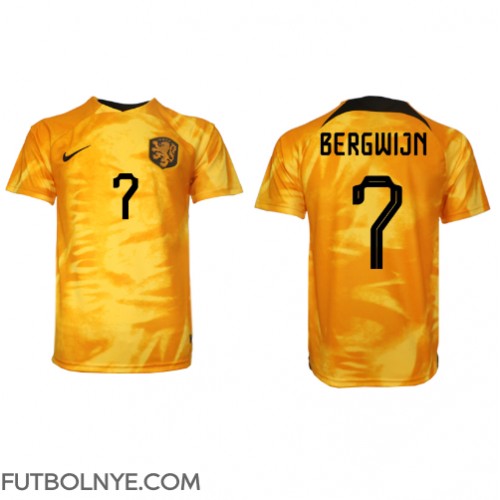 Camiseta Países Bajos Steven Bergwijn #7 Primera Equipación Mundial 2022 manga corta